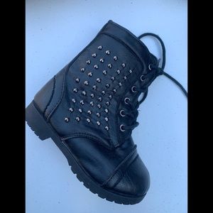 Toddler girl black combat boots